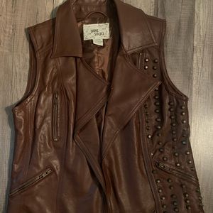 Brown leather faux